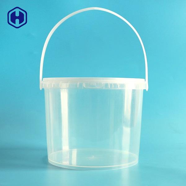 Clear 3L IML Bucket Round Food Packaging Recycled Plastic Tubs