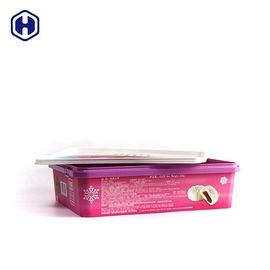 0.45KGS Food Grade Square IML Box / Plastic Cake Container Scratch Resistant
