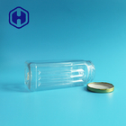Transparent PET Plastic Jar Dog Treat Food Packaging Square Tinplate Metal Lid