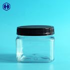 Clear PET Plastic Grip Jars Canned Square Plastic Jars With Lids 420ML 14OZ