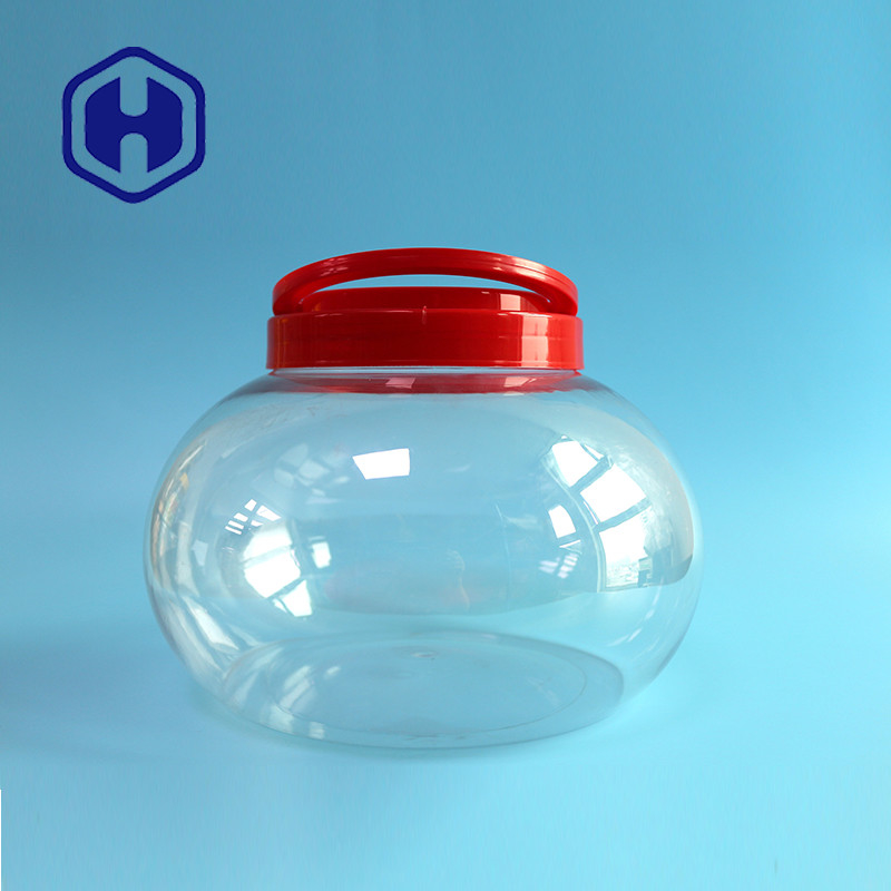 3740ml 126oz Large Pickle Round PET Plastic Jar With Lid And Handle Gift Packaging