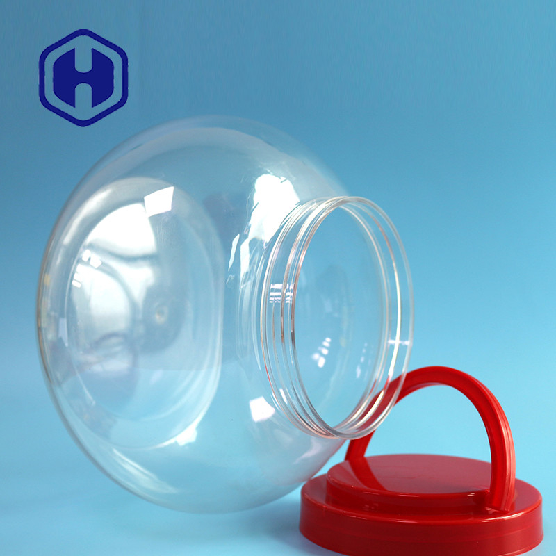 3740ml 126oz Large Pickle Round PET Plastic Jar With Lid And Handle Gift Packaging