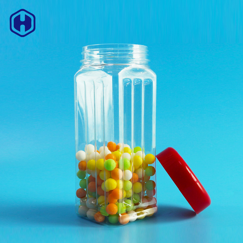 171mm Height PET Square Jar Bulk Nuts Cashews Scented Tea Dried Vegetable 560ml Plastic Cover