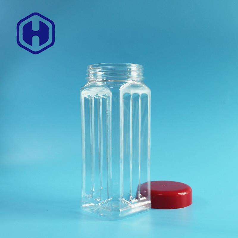 171mm Height PET Square Jar Bulk Nuts Cashews Scented Tea Dried Vegetable 560ml Plastic Cover