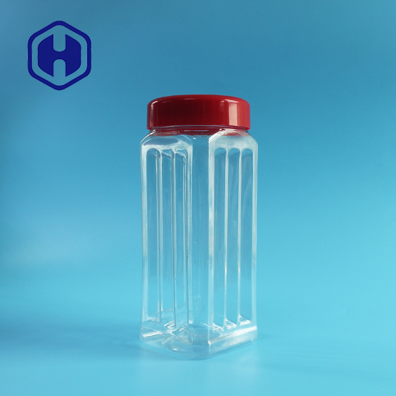 171mm Height PET Square Jar Bulk Nuts Cashews Scented Tea Dried Vegetable 560ml Plastic Cover