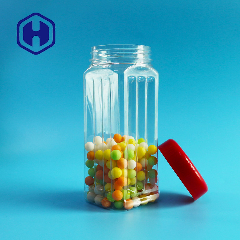 171mm Height PET Square Jar Bulk Nuts Cashews Scented Tea Dried Vegetable 560ml Plastic Cover