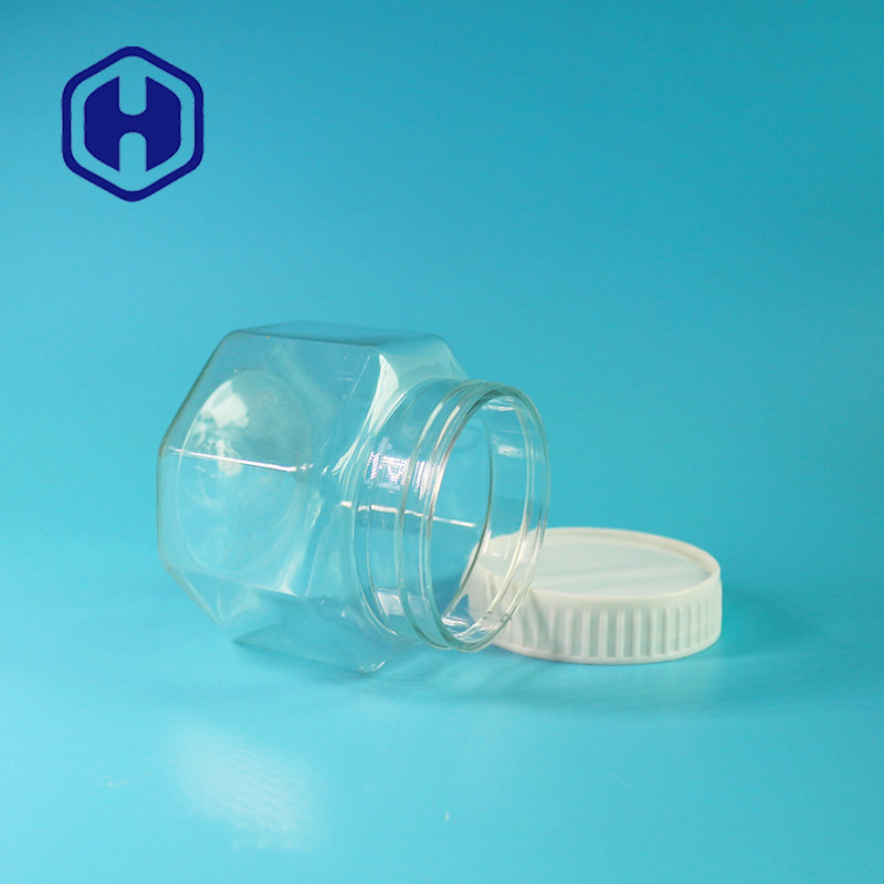 Small Hexagonal 190ml Empty Plastic Food Jars With Lids Sweets Peanuts Rice Beans Packing