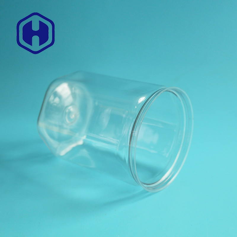 Hexagonal 520ml Bpa Free Easy Open PET Empty Plastic Can For Food Bulk Packaging