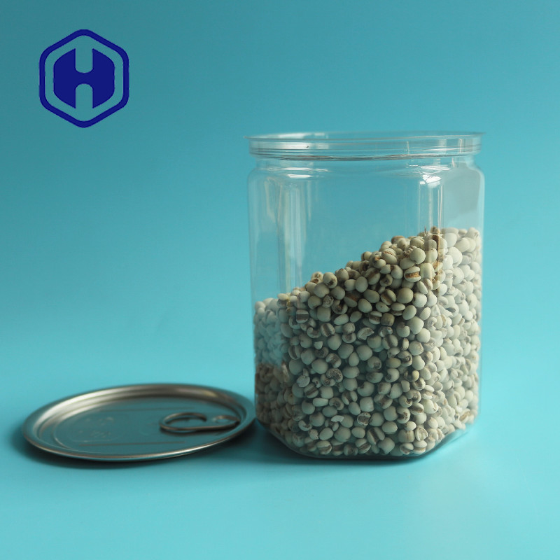 Hexagonal 520ml Bpa Free Easy Open PET Empty Plastic Can For Food Bulk Packaging