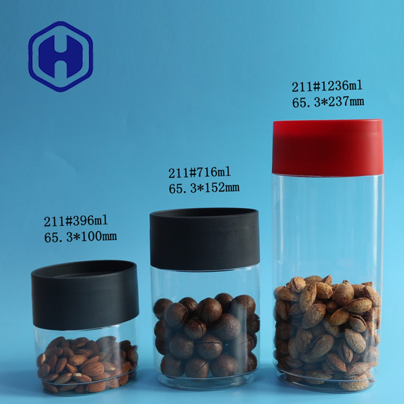 Custom Plastic Packaging Jar 13oz Flat Oval Tin Can Dry Fruit  PET Storage Container