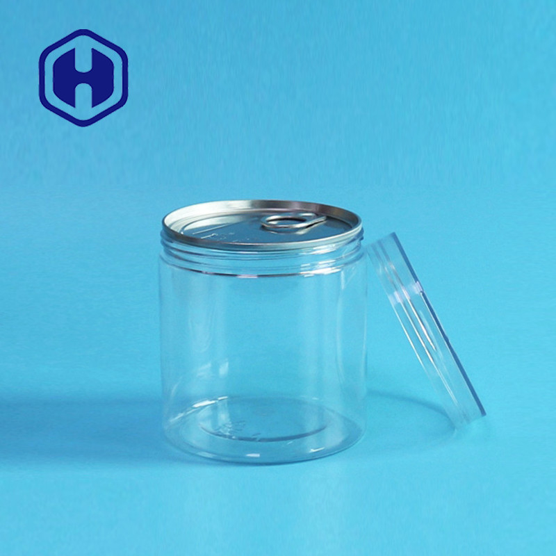 Easy Open Empty Plastic PET Food Can 360ml Dry Fruits Vegetables Round Screw Lid Airtight