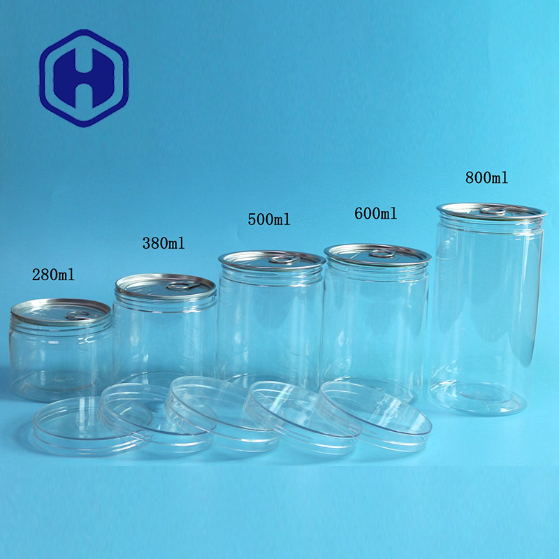 Easy Open Empty Plastic PET Food Can 360ml Dry Fruits Vegetables Round Screw Lid Airtight