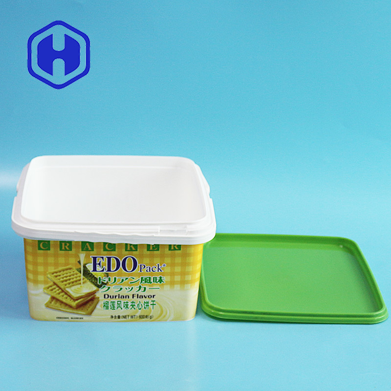 Luxury Decorative IML Container Plastic Christmas Cheese Biscuit Packaging Crackers Box