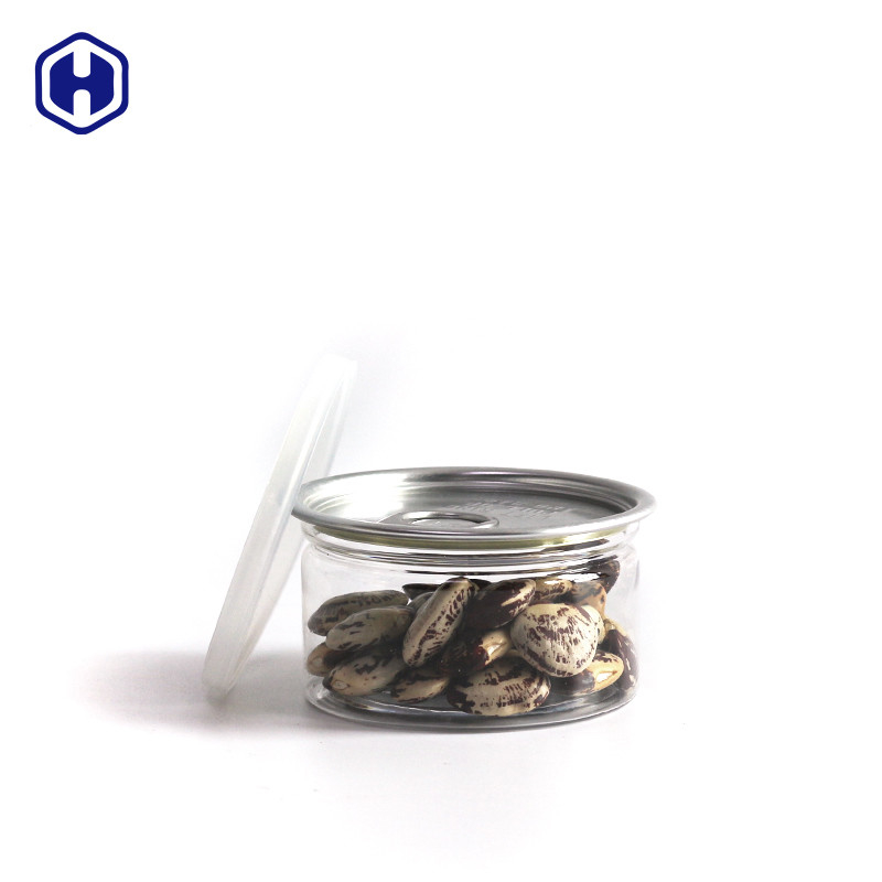 Airtight Leak Proof Transparent Pet Easy Open Cans Plastic / Pet Easy Open Can For Sauce