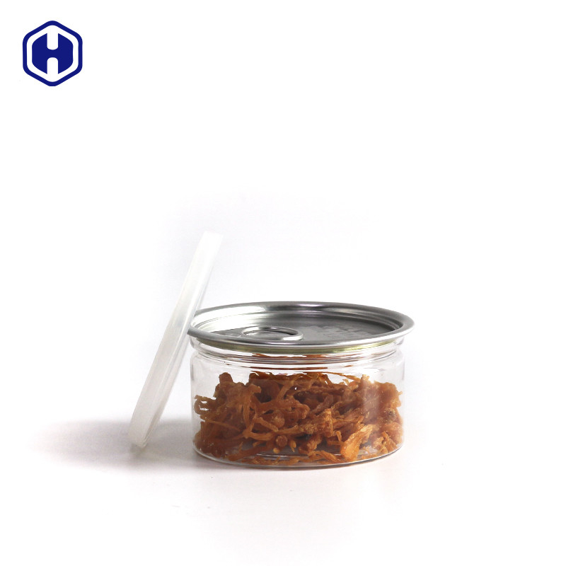 Airtight Leak Proof Transparent Pet Easy Open Cans Plastic / Pet Easy Open Can For Sauce