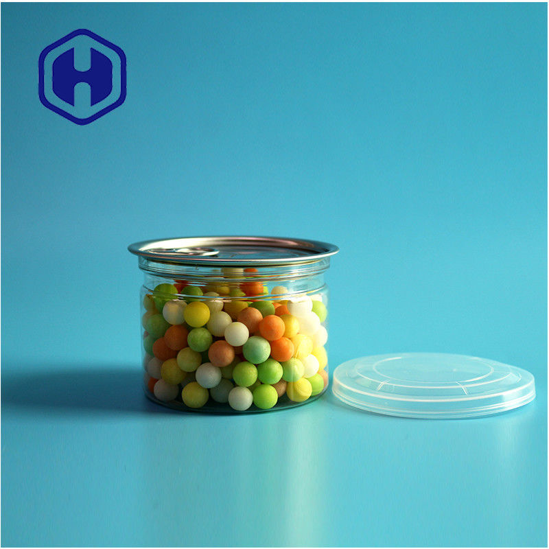 Candies Chocolate Snack 250ml 8oz Clear Clear PET Can Food Packaging With Easy Open End