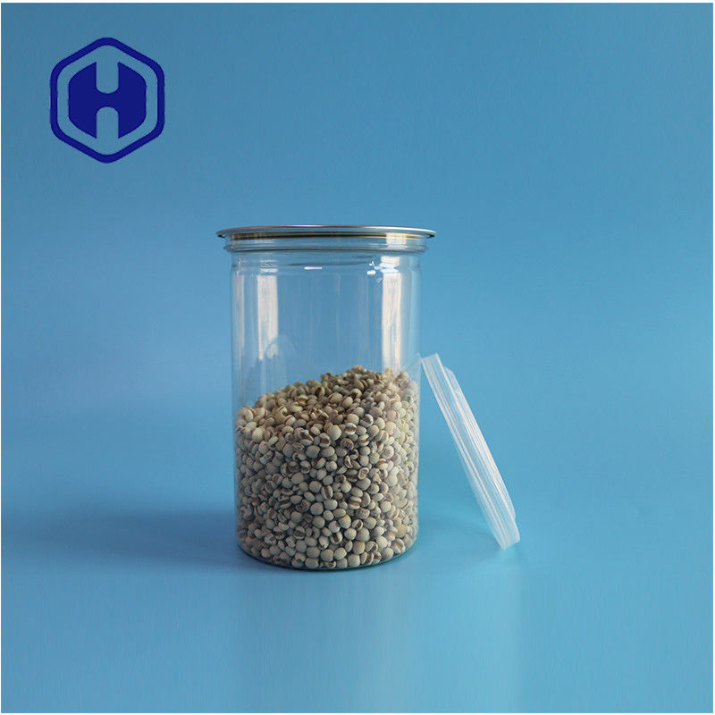 Seafood Nuts Food Safe Transparent Recyclable Round PET Food Can With Easy Open End
