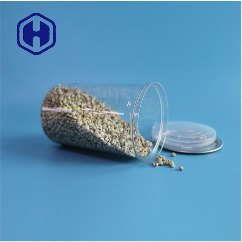 Seafood Nuts Food Safe Transparent Recyclable Round PET Food Can With Easy Open End