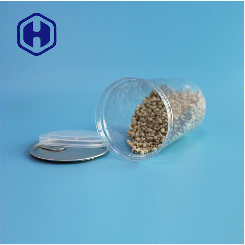Seafood Nuts Food Safe Transparent Recyclable Round PET Food Can With Easy Open End
