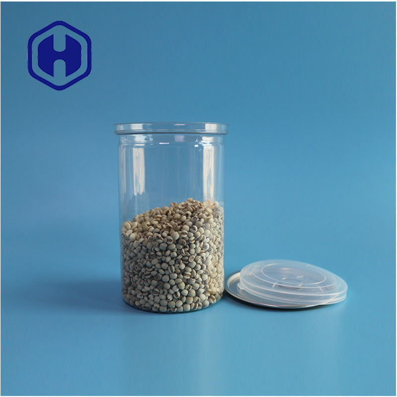 Seafood Nuts Food Safe Transparent Recyclable Round PET Food Can With Easy Open End