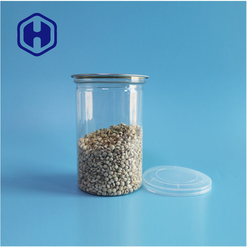 Seafood Nuts Food Safe Transparent Recyclable Round PET Food Can With Easy Open End