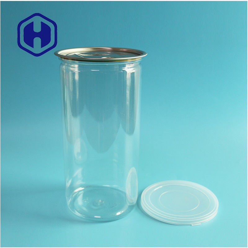 1400ml Big Pop Corn Nuts Transparent Plastic Transparent PET Cans With Easy Open End