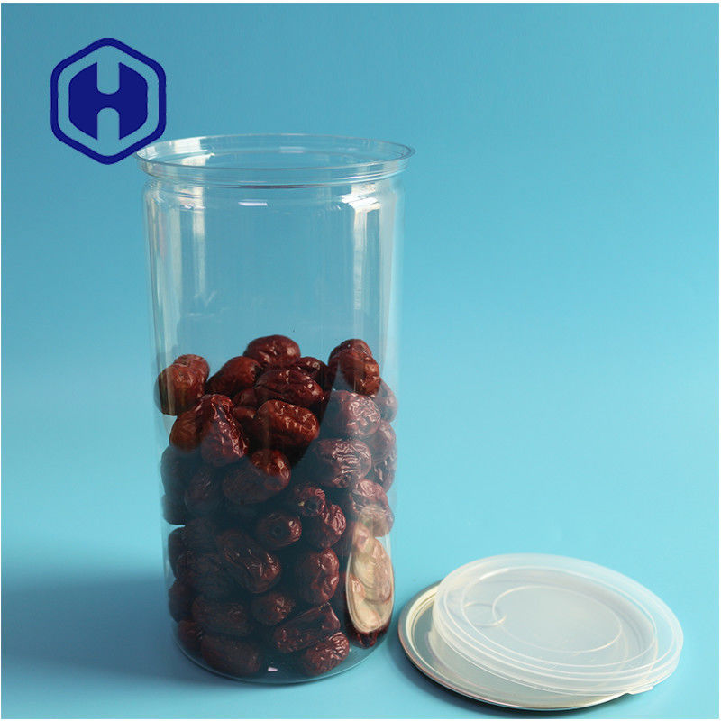 1400ml Big Pop Corn Nuts Transparent Plastic Transparent PET Cans With Easy Open End