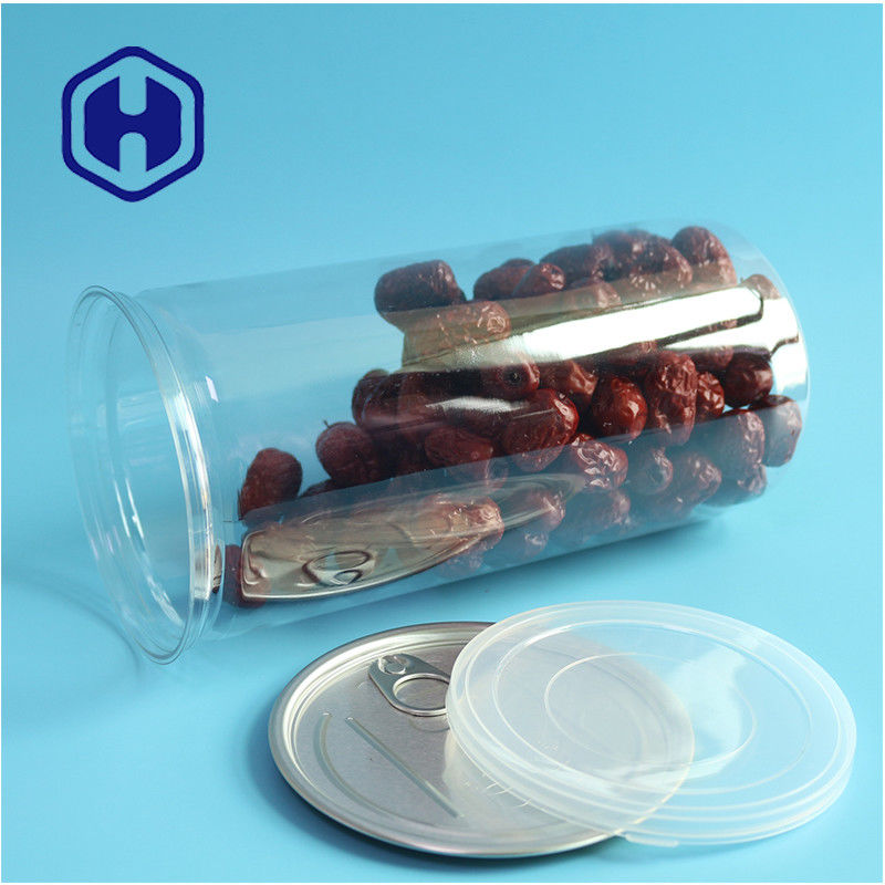 1400ml Big Pop Corn Nuts Transparent Plastic Transparent PET Cans With Easy Open End