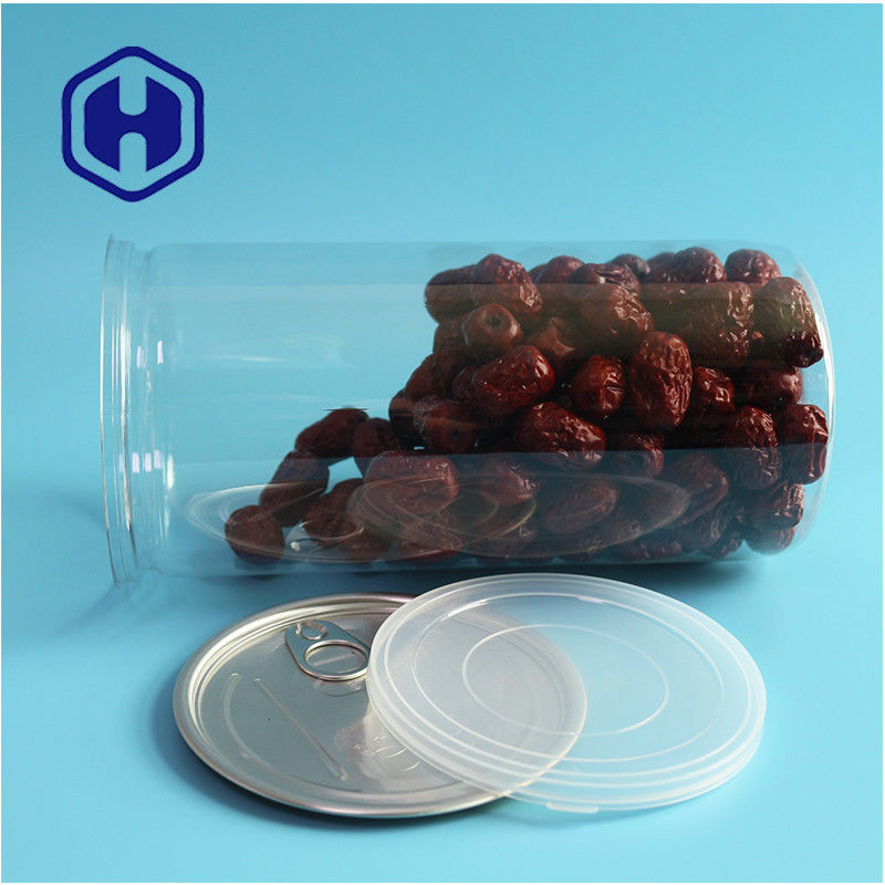 1400ml Big Pop Corn Nuts Transparent Plastic Transparent PET Cans With Easy Open End