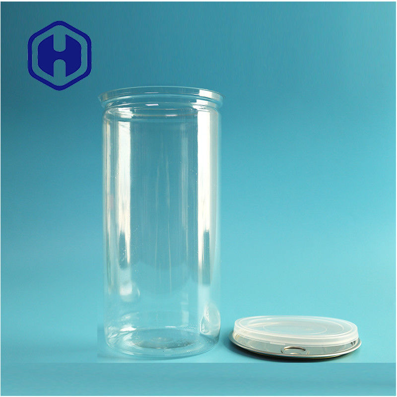 1400ml Big Pop Corn Nuts Transparent Plastic Transparent PET Cans With Easy Open End