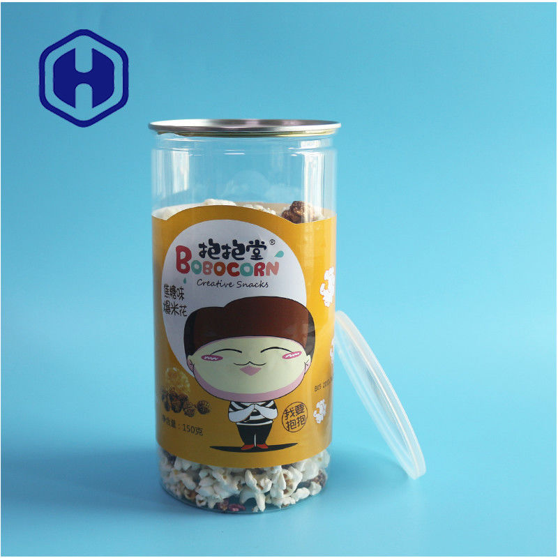 China Manufacturer pop corn 1400ml Cylindrical Recyclable PET Can Leak Proof