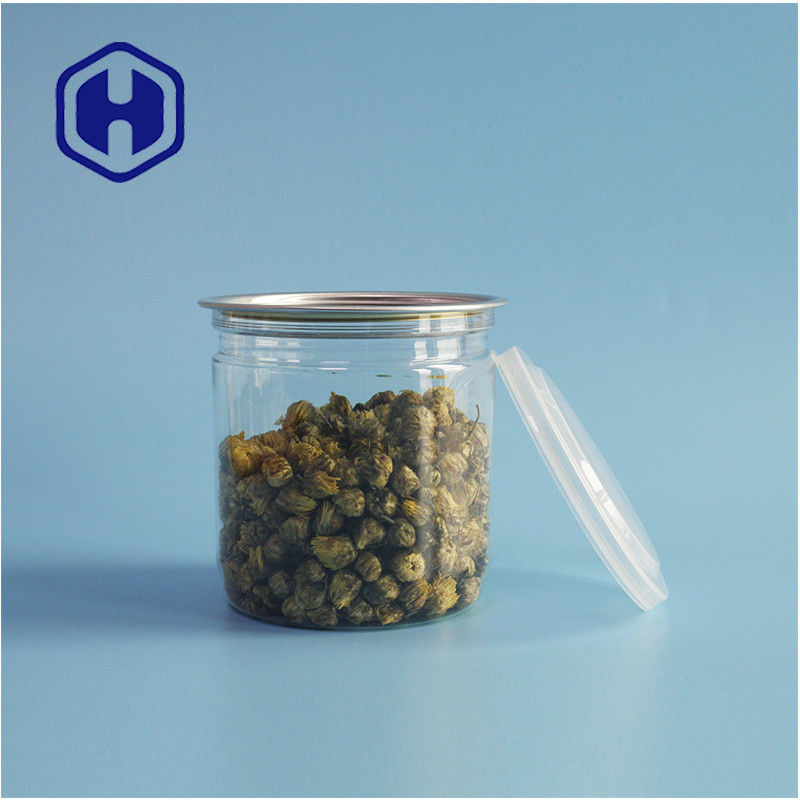 Supermarket Packaging Airtight Leak Proof PET Plastic Cookie Canisters With Easy Open Lids