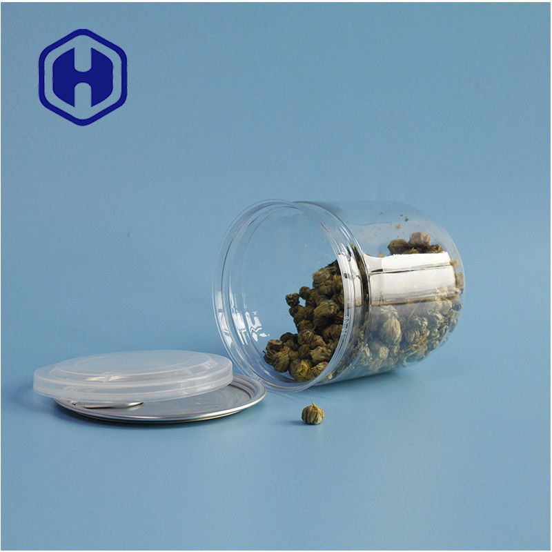 Supermarket Packaging Airtight Leak Proof PET Plastic Cookie Canisters With Easy Open Lids