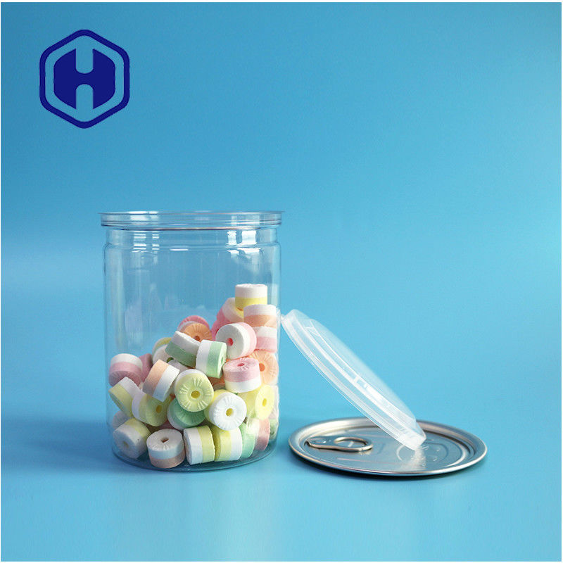500ml 17oz Supermarket Packaging Transparent PET Plastic Can With Easy Open Aluminum End