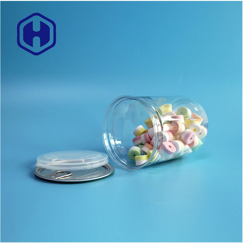 500ml 17oz Supermarket Packaging Transparent PET Plastic Can With Easy Open Aluminum End