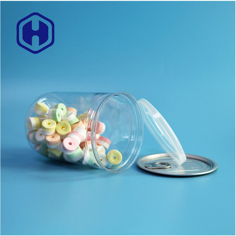 500ml 17oz Supermarket Packaging Transparent PET Plastic Can With Easy Open Aluminum End