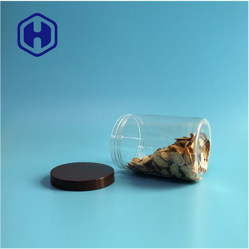 BPA Free Clear FSSC Snack Seafood Peanuts Plastic Penny Candy Jars With Foil Lids