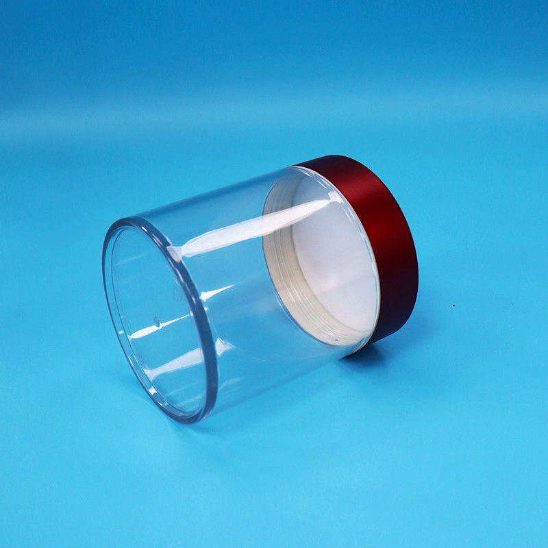Food Grade Candy Cookie  Diced Figs Transparent PET Plastic round Jar Screw Red Lid