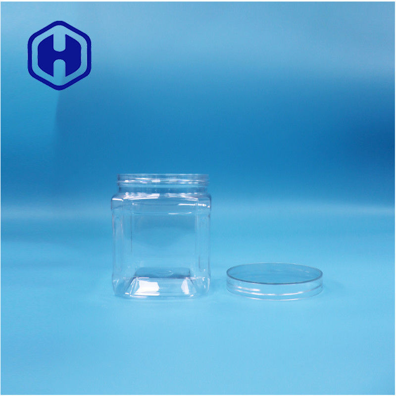 Clear Square PET Plastic Food Nuts Sugar Candy Chewing Gum Cookies Oat Twist Jar