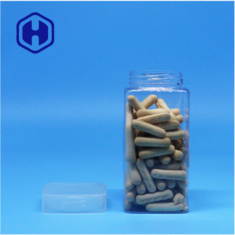 Clear Square Peanut Butter Jelly Tea Leaf Pecan Plastic PET Jars Flat Screw Top Lid