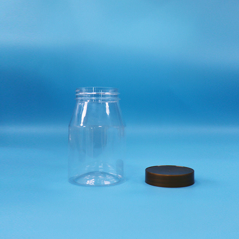 Clear Round Wide-Mouth Biscuit Candy baby Food Loading PET Plastic Jar Screw Cap