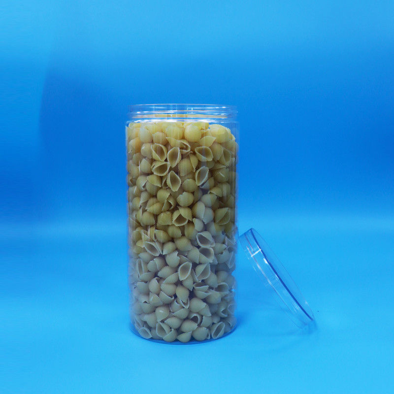 Food Grade Clear PET Cylinder Round Plastic Candy Cookie Food Jar Screw Clear Cap
