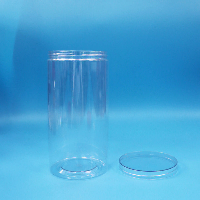 Food Grade Clear PET Cylinder Round Plastic Candy Cookie Food Jar Screw Clear Cap