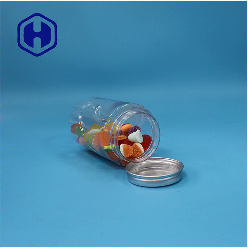 Round Shaped Clear PET Nuts Mint Candies Sugar Baby Food Jar Aluminium Top Lid