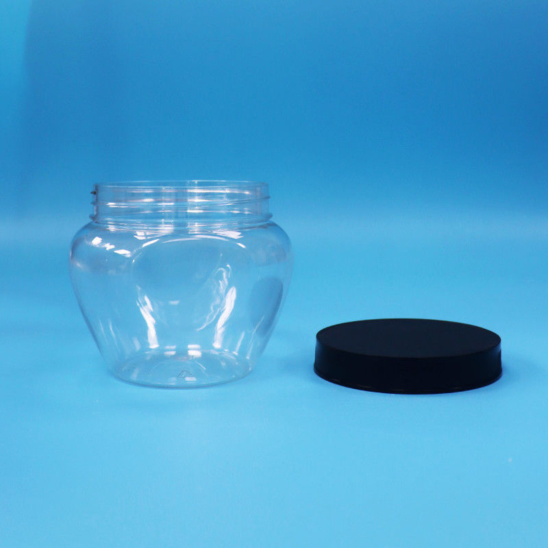 Unique Shape Clear Sealed Plastic PET Candy Food Cookie Jar Plastic Screw Flat Lid