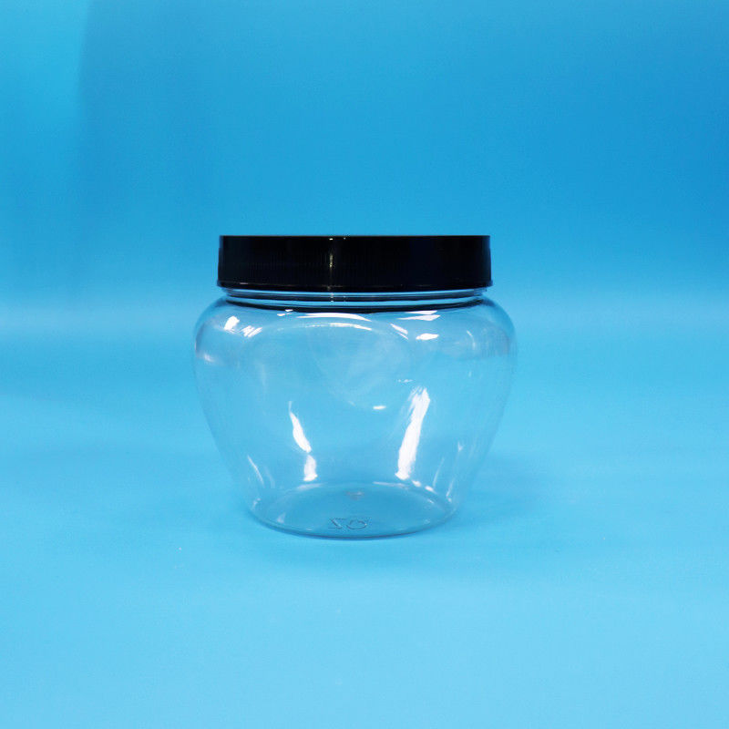 Unique Shape Clear Sealed Plastic PET Candy Food Cookie Jar Plastic Screw Flat Lid