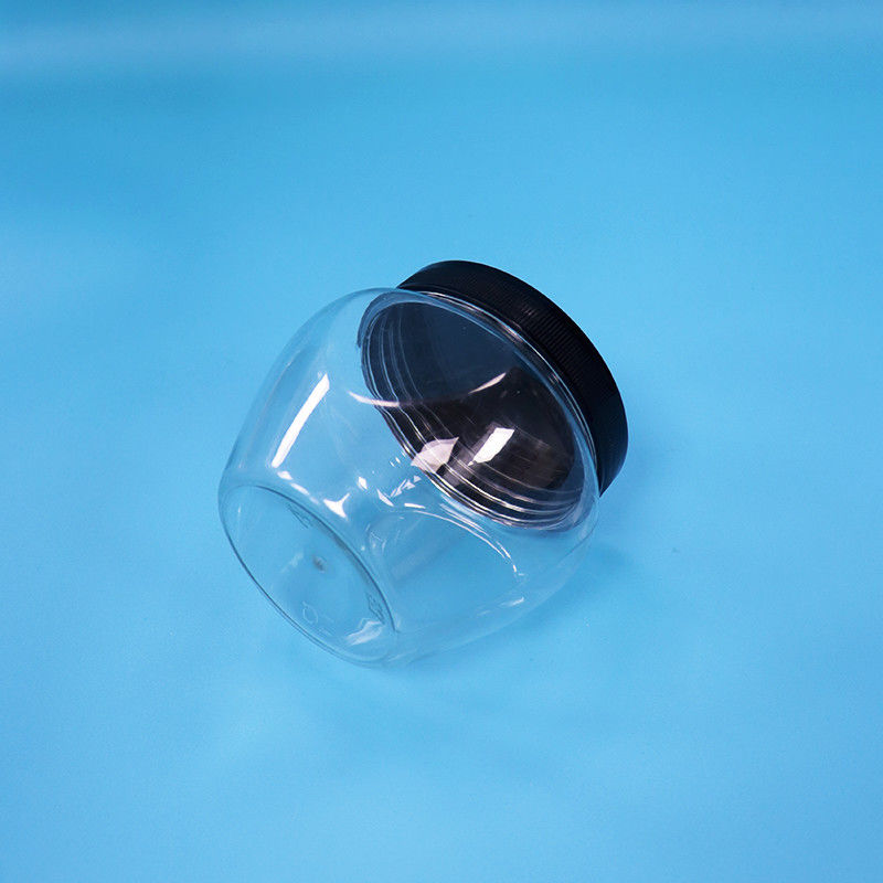 Unique Shape Clear Sealed Plastic PET Candy Food Cookie Jar Plastic Screw Flat Lid