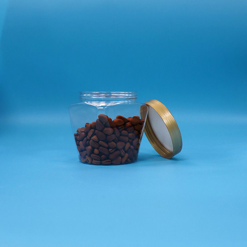 Plastic PET Food Grade Wide Mouth Transparent Cookie Candy Jar With Screw Flat Lid