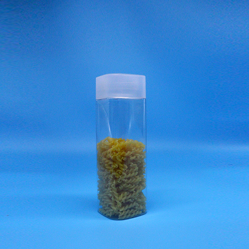 Wide Mouth 600ml Snack Food Candy Transparent Square PET Plastic Jars Flat Top Lids