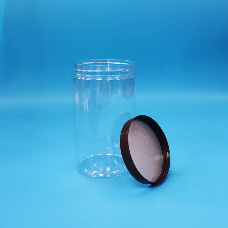 Plastic Transparent PET Snacks Food Sweet Nuts Jar With Black Normal Screw Top Cap